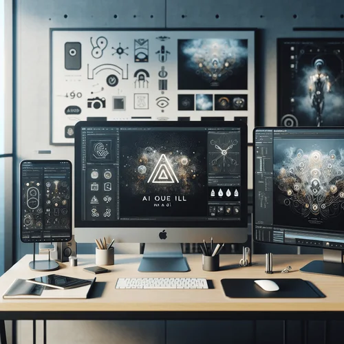 Generated image: A realistic photo of a sleek digital workspace sho...