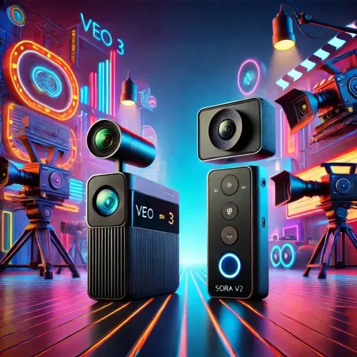 Generated image: Engaging comparison visual of Veo 3 and Sora V2, d...